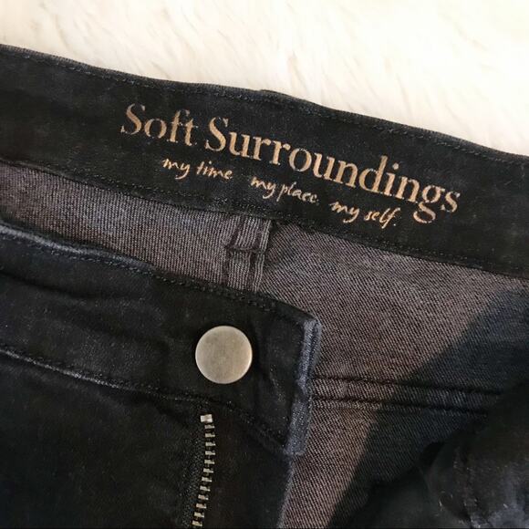 Soft Surroundings Daria Black Flare Wide Boot Stretch High Rise Denim Jeans 14 - Picture 6 of 8